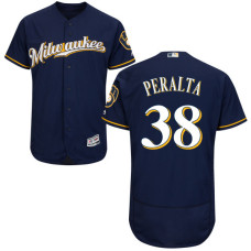 Milwaukee Brewers Wily Peralta #38 Navy Gold Authentic Collection Flexbase Jersey