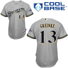 Milwaukee Brewers #13 Zack Greinke Grey Away Jersey