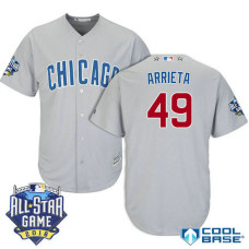 Chicago Cubs #49 Jake Arrieta Grey 2016 All Star Game Patch Cool Base Jersey