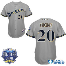 Milwaukee Brewers #20 Jonathan Lucroy Grey 2016All Star Game Patch Cool Base Jersey