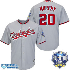 Washington Nationals #20 Daniel Murphy Grey 2016All Star Game Patch Cool Base Jersey