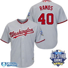 Washington Nationals #40 Wilson Ramos Grey 2016All Star Game Patch Cool Base Jersey