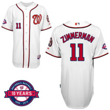 Washington Nationals #11 Ryan Zimmerman White Home 10th Anniversary Authentic Cool Base Jersey