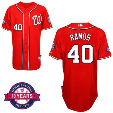 Washington Nationals #40 Wilson Ramos Red Alternate 10th Anniversary Authentic Cool Base Jersey