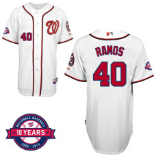 Washington Nationals #40 Wilson Ramos White Home 10th Anniversary Authentic Cool Base Jersey