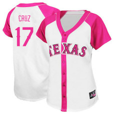 Women - Texas Rangers #17 Nelson Cruz White/Pink Splash Fashion Jersey