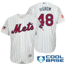 New York Mets #48 Jacob deGrom White Stars & Stripes 2016 Independence Day Cool Base Jersey