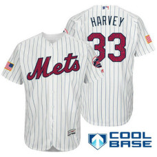 New York Mets #33 Matt Harvey White Stars & Stripes 2016 Independence Day Cool Base Jersey