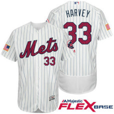 New York Mets #33 Matt Harvey White Stars & Stripes 2016 Independence Day Flex Base Jersey