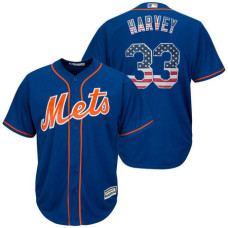 New York Mets Matt Harvey #33 Royal Stars and Stripes Cool Base Jersey