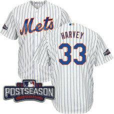 New York Mets Matt Harvey #33 White 2016 Postseason Patch Cool Base Jersey