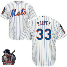 New York Mets #33 Matt Harvey White Cool Base Jersey with Piazza Patch
