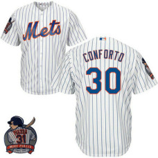 New York Mets #30 Michael Conforto White Cool Base Jersey with Piazza Patch