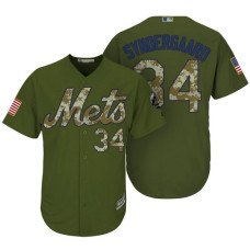 New York Mets #34 Noah Syndergaard Camo Olive Salute Official Cool Base Jersey