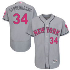 New York Mets #34 Noah Syndergaard Grey Road 2016 Mother's Day Flex Base Jersey