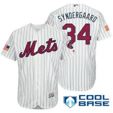New York Mets #34 Noah Syndergaard White Stars & Stripes 2016 Independence Day Cool Base Jersey