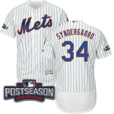 New York Mets Noah Syndergaard #34 White 2016 Postseason Patch Flex Base Jersey