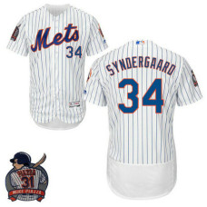 New York Mets #34 Noah Syndergaard White Flex Base Jersey with Piazza Patch
