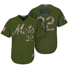 New York Mets #32 Steven Matz Camo Olive Salute Official Cool Base Jersey