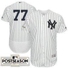 New York Yankees Clint Frazier #77 White 2017 Postseason Patch Flex Base Jersey