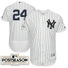 New York Yankees Gary Sanchez #24 White 2017 Postseason Patch Flex Base Jersey