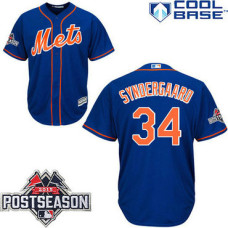 New York Mets #34 Noah Syndergaard Blue Cool Base Alternate Home Jersey