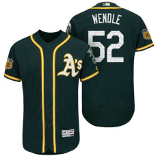 Oakland Athletics Joey Wendle #52 Green 2017 Spring Training Cactus League Patch Authentic Collection Flex Base Jersey