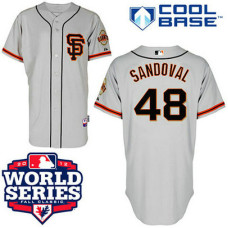 San Francisco Giants #48 Pablo Sandoval Cool Base Road 2 Grey with 2012 World Series Patch Jersey