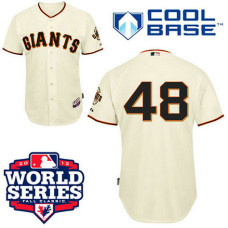 San Francisco Giants #48 Pablo Sandoval Cool Base Cream with 2012 World Series Patch Jersey