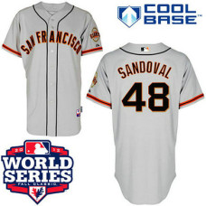 San Francisco Giants #48 Pablo Sandoval Cool Base Grey with 2012 World Series Patch Jersey