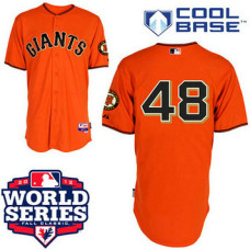 San Francisco Giants #48 Pablo Sandoval Cool Base Orange with 2012 World Series Patch Jersey