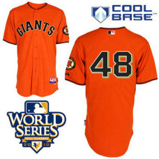 San Francisco Giants #48 Pablo Sandoval Orange With Cool Base 2010 World Series Patch Jersey