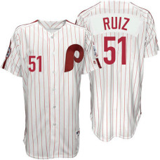 Philadelphia Phillies Carlos Ruiz #51 White 1976 Turn Back the Clock Authentic Player Jersey