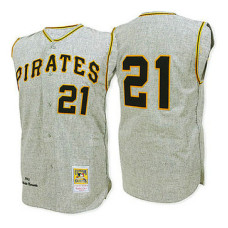 Pittsburgh Pirates #21 Roberto Clemente 1962 Grey Thhrowback Jersey