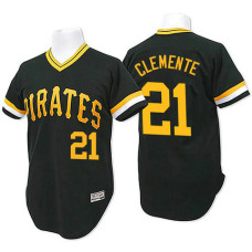 Pittsburgh Pirates #21 Roberto Clemente Black Throwback Flexbase Authentic Collection Jersey