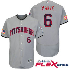 Pittsburgh Pirates #6 Starling Marte Grey Stars & Stripes 2016 Independence Day Flex Base Jersey