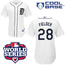 Detroit Tigers #28 Prince Fielder Cool Base White with 2012 World Series Patch Jersey