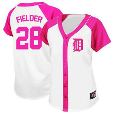 Detroit Tigers #28 Prince Fielder White/Pink Wo Splash Fashion Jersey