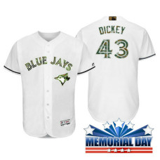 Toronto Blue Jays R.A. Dickey #43 White Camo Fashion 2016 Memorial Day Cool Base Jersey
