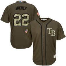 Tampa Bay Rays #22 Chris Archer Olive Camo Jersey