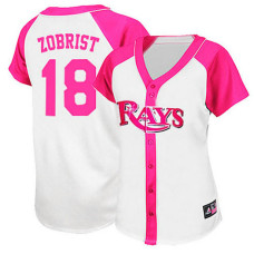 Women - Tampa Bay Rays #18 Ben Zobrist White/Pink Splash Fashion Jersey