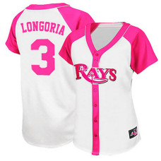 Women - Tampa Bay Rays #3 Evan Longoria White/Pink Splash Fashion Jersey