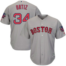 Boston Red Sox #34 David Ortiz Grey Cool Base Jersey with Retirement Patch