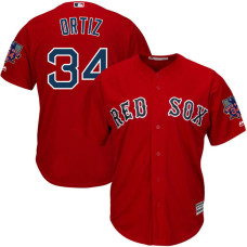 Boston Red Sox #34 David Ortiz Red Cool Base Jersey with Retirement Patch