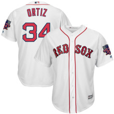 Boston Red Sox #34 David Ortiz White Cool Base Jersey with Retirement Patch