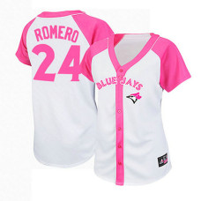 Women - Toronto Blue Jays #24 Ricky Romero White/Pink Splash Fashion Jersey