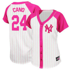 Women - New York Yankees #24 Robinson Cano White/Pink Splash Fashion Jersey