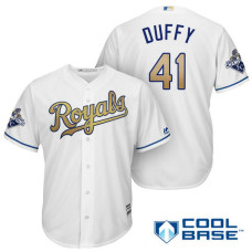 Danny Duffy #41 Kansas City Royals White Champions Gold Program Cool Base Jersey