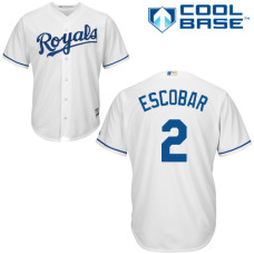 Kansas City Royals #2 Alcides Escobar White Cool Base Home Jersey