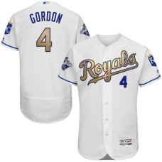 Alex Gordon #4 Kansas City Royals White World Series Champions Gold Program Flexbase Authentic Collection Player Jersey
